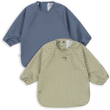 Konges Sløjd Tea Stripe/Flint Stone 2 Pack Dinner Bib With Sleeves