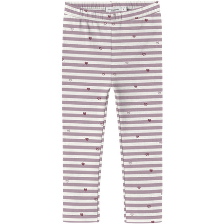Name It Cloud Dancer Heart Stripe Nmfdavina Aop Swe Leggings Bru