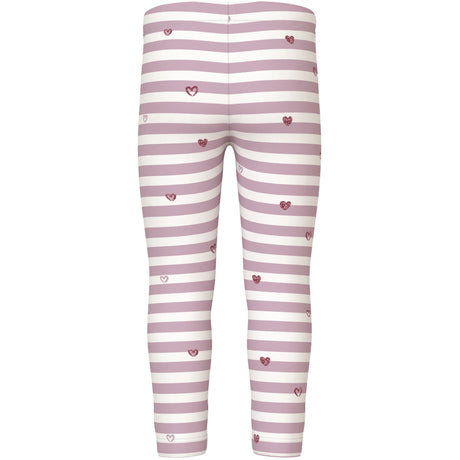Name It Cloud Dancer Heart Stripe Nmfdavina Aop Swe Leggings Bru