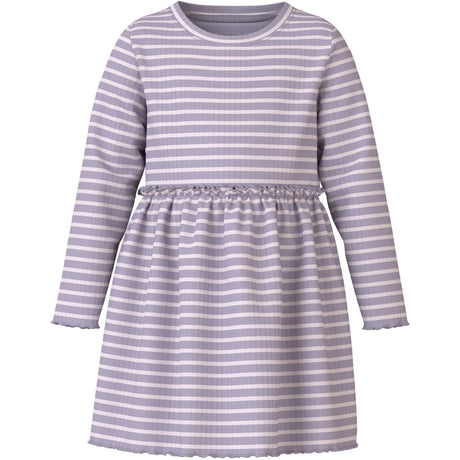 Name It Lavender Gray Lilac Marble Stripe Nmfvemma Ls Dress