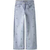 Name It Light Blue Denim Flower Embroidery Nkfrose Wide Emb Jeans 2010-Fr Noos