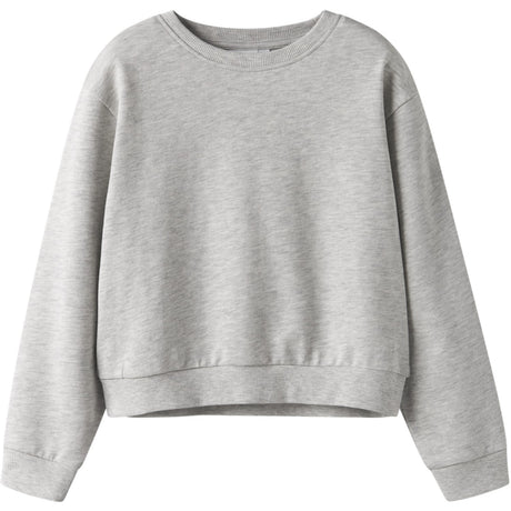 Name It Light Grey Melange Nkfmille Short Nreg Ls Swe O-Neck Noos