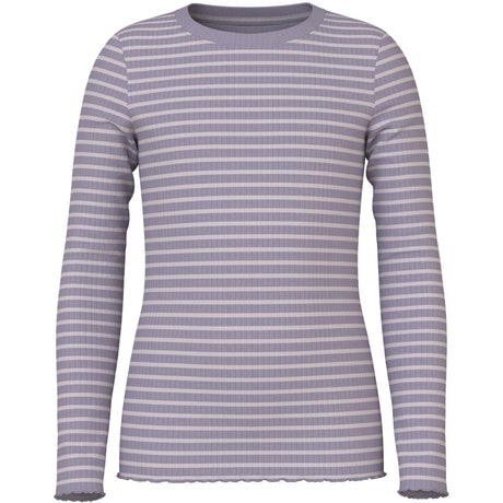 Name It Lavender Gray Lilac Marble Stripe Nkfvemma Ls Slim Top