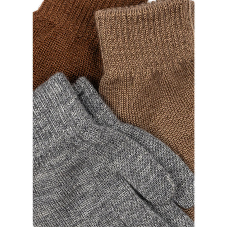 Konges Sløjd Grey Melange/Beige/Brown 3 Pack Filla Gloves