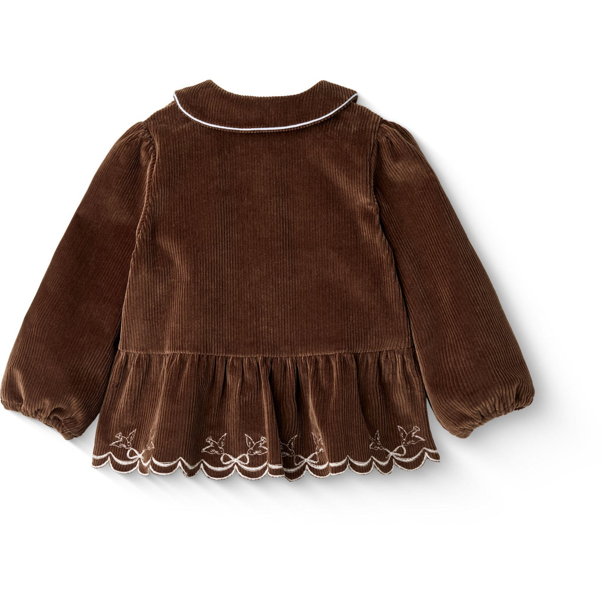 COPENHAGEN COLORS Dk Brown Comb Corduroy Blouse W. Emb.