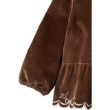 COPENHAGEN COLORS Dk Brown Comb Corduroy Blouse W. Emb.