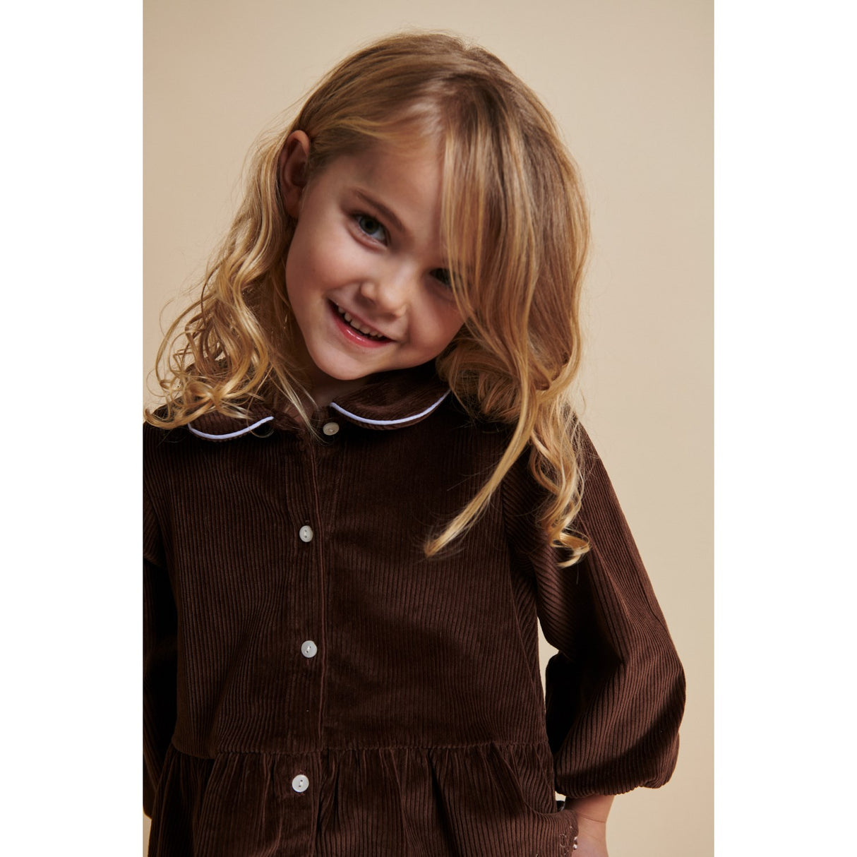 COPENHAGEN COLORS Dk Brown Comb Corduroy Blouse W. Emb.