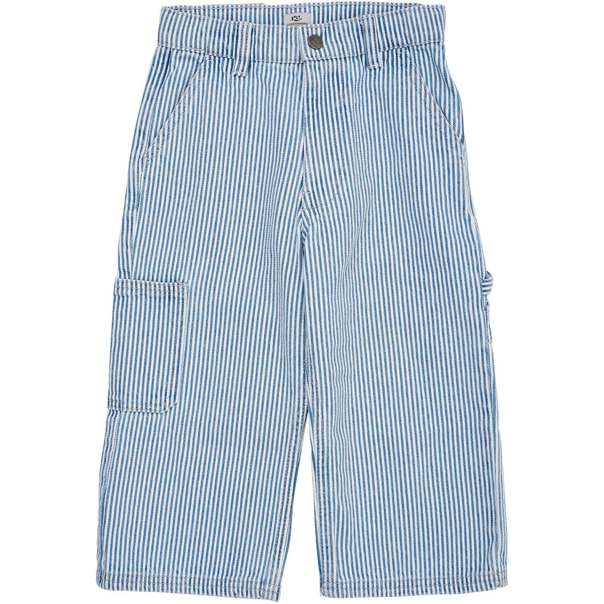 COPENHAGEN COLORS Denim Blue Stripe Y/D Stripe Twill Cargo Pants W. Adj. Waist