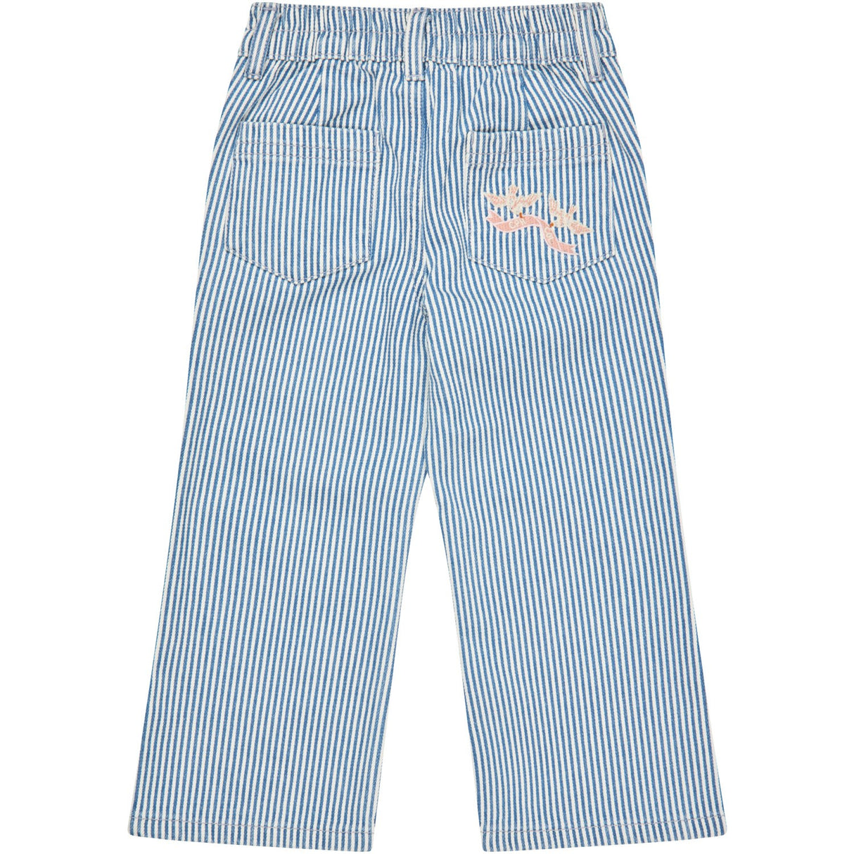 COPENHAGEN COLORS Denim Blue Stripe Y/D Twill Pant W. Wide Leg And Embroidery