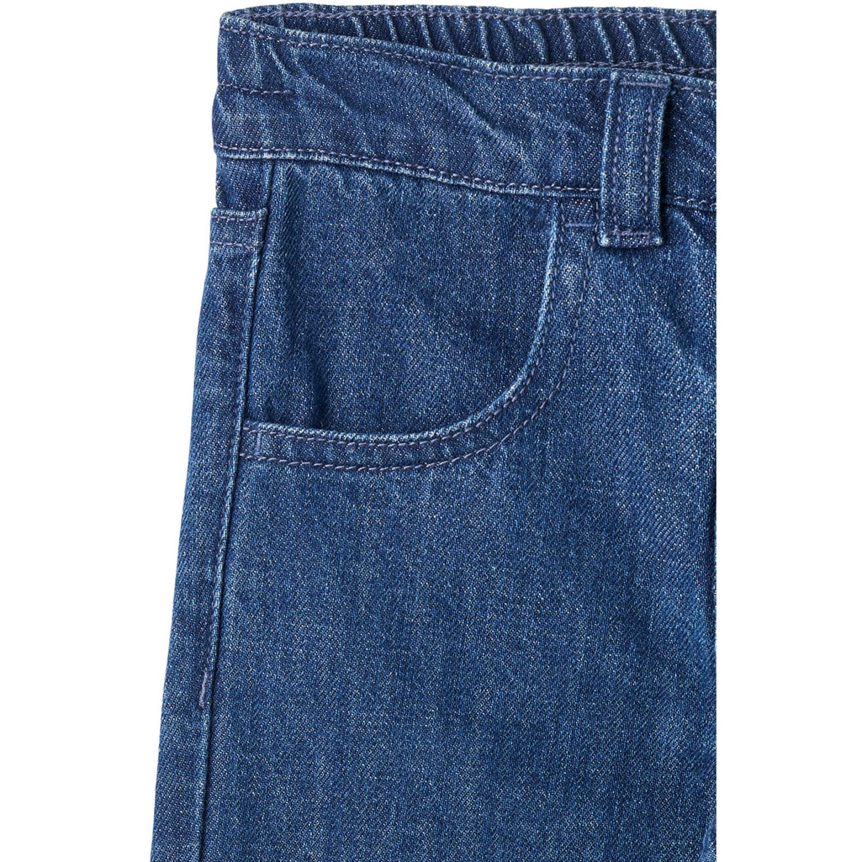 COPENHAGEN COLORS Dark Indigo Blue Washed Organic Denim Pants W. Pocket Embroidery & Wide Leg