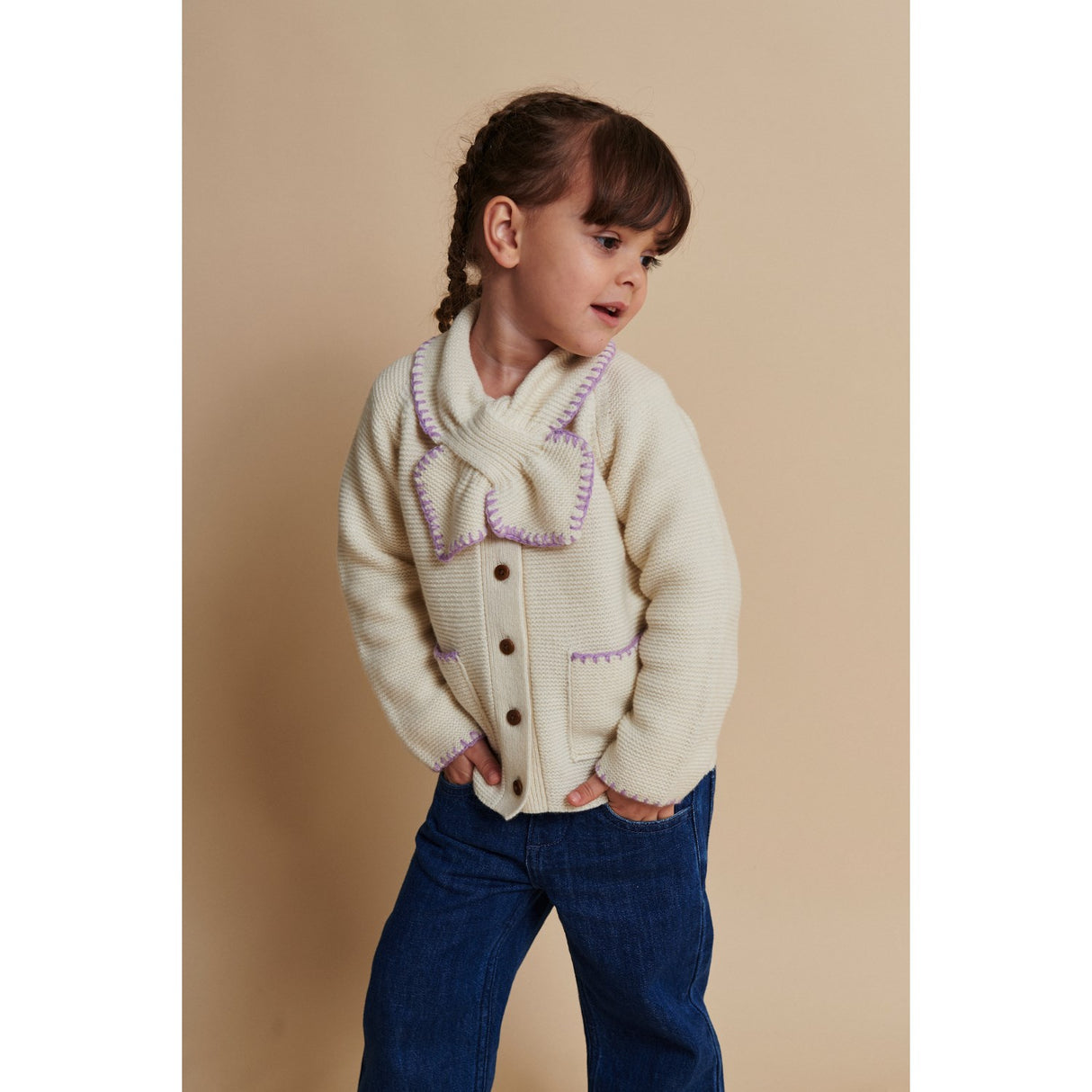 COPENHAGEN COLORS Dark Indigo Blue Washed Organic Denim Pants W. Pocket Embroidery & Wide Leg