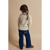 COPENHAGEN COLORS Dark Indigo Blue Washed Organic Denim Pants W. Pocket Embroidery & Wide Leg