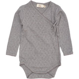 COPENHAGEN COLORS Grey Mel. Pointelle Heart Crossover Body Ls