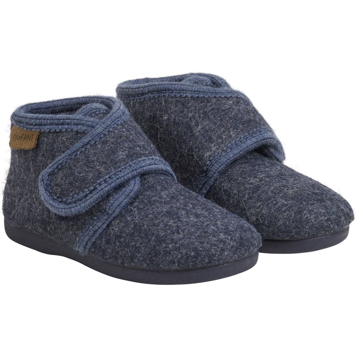 En Fant Navy Melange Slippers Wool Velcro