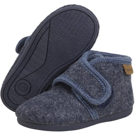 En Fant Navy Melange Slippers Wool Velcro
