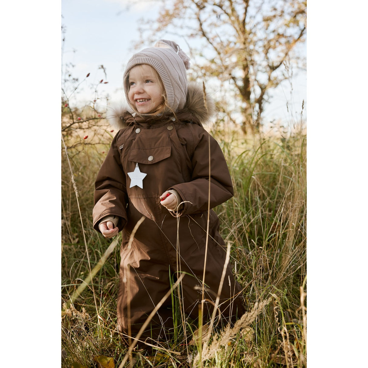 Mini A ture Chestnut Brown Matwisti Fleece Lined Snowsuit. GRS