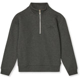 Mads Nørgaard Charcoal Melange Mix Sweat Crewie Half Zip Sweatshirt