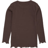 COPENHAGEN COLORS Dk Brown Modal Rib Ls Tee W. Heart Hole Pattern