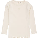 COPENHAGEN COLORS Cream Modal Rib Ls Tee W. Heart Hole Pattern