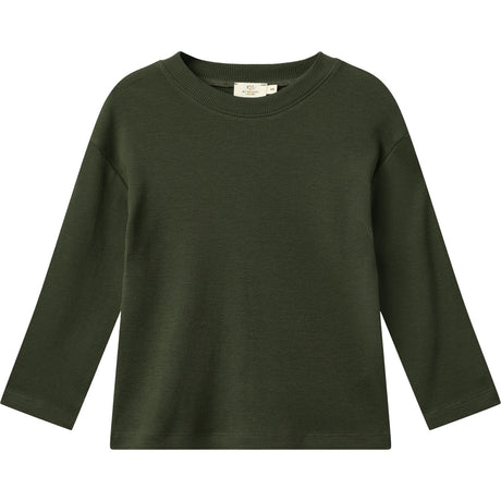 COPENHAGEN COLORS Dk Green Modal Rib Ls Blouse W. Drop Shoulder