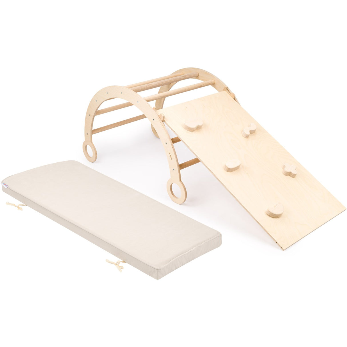 Woobiboo Natural Montessori Rocker With Beige Mattress And Slide-Climber L