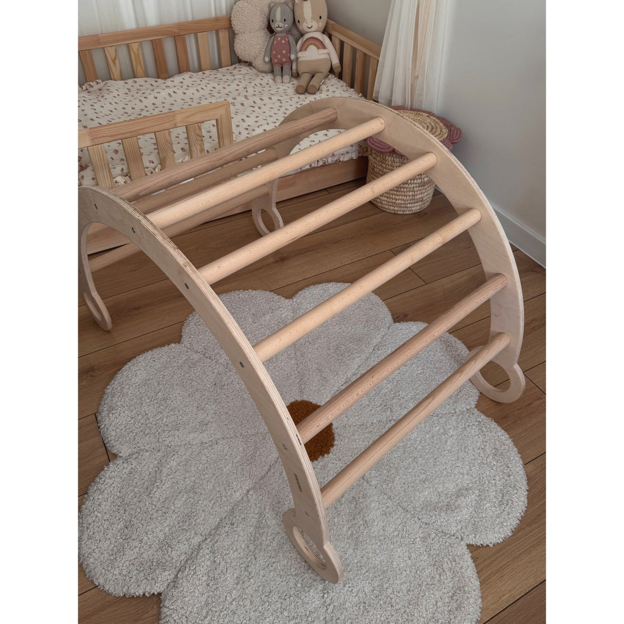 Woobiboo Natural Montessori Rocker With Beige Mattress And Slide-Climber L