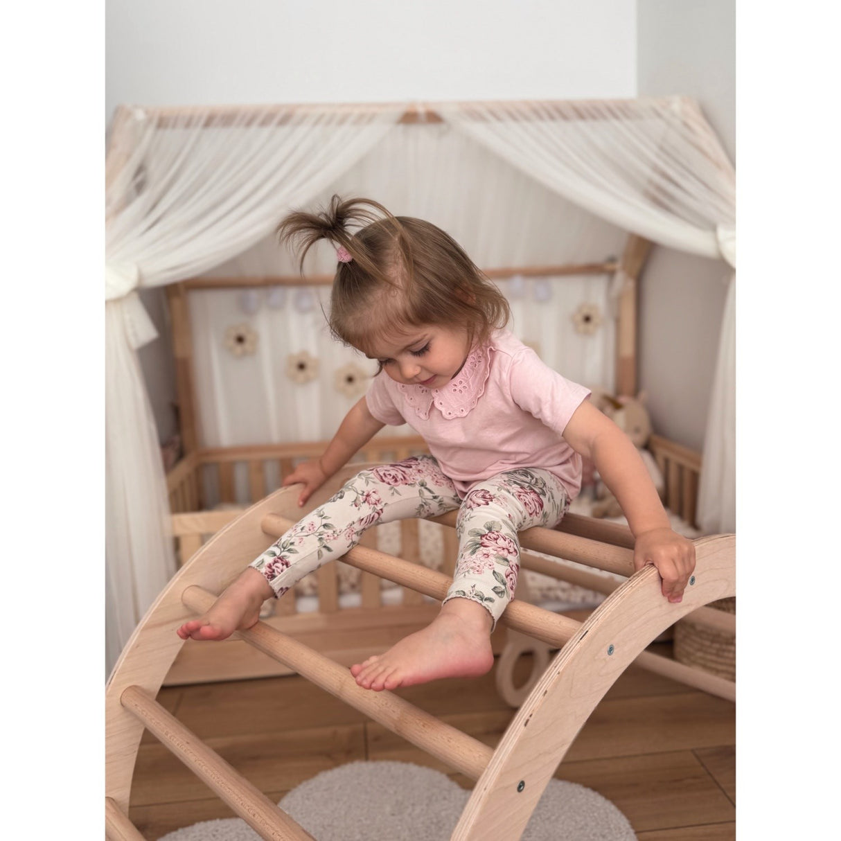 Woobiboo Natural Montessori Rocker With Beige Mattress And Slide-Climber L