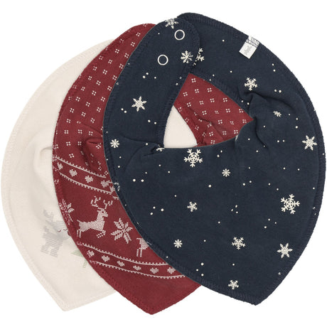 Pippi New Maroon Bandana Fabric Bib Uni - Aop (3-Pack)