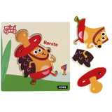DR Wooden puzzle, 3 pieces, brush