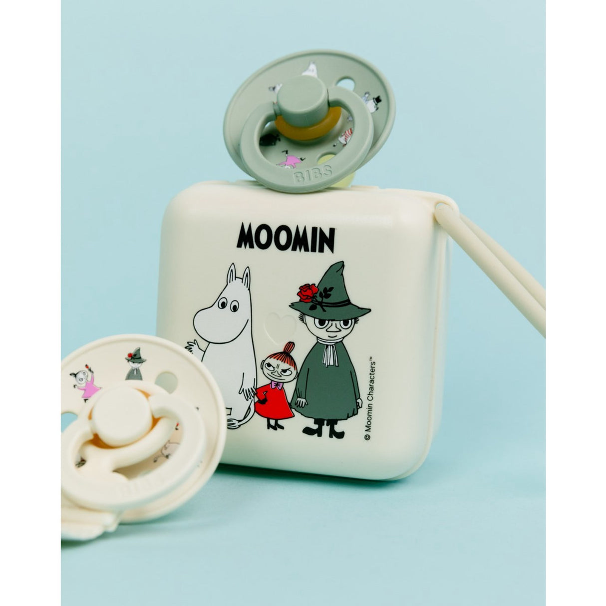 Bibs X Moomin Ivory/sage Colour Pacifier & Loop Clip Gift Set Latex