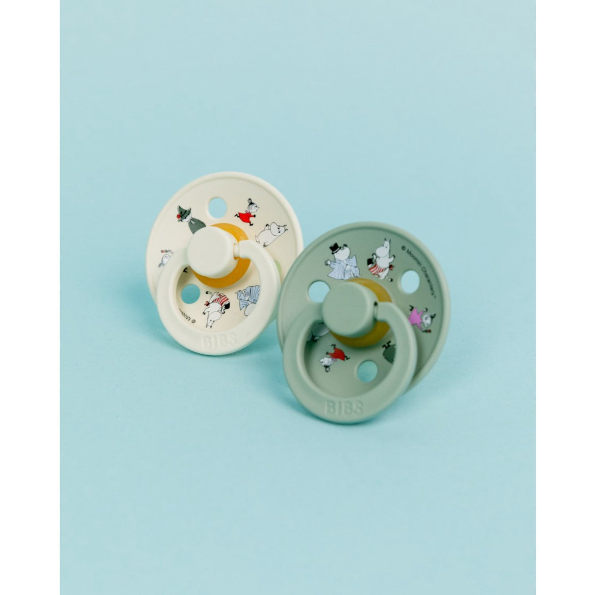 Bibs X Moomin Ivory/sage Colour Pacifier & Loop Clip Gift Set Latex
