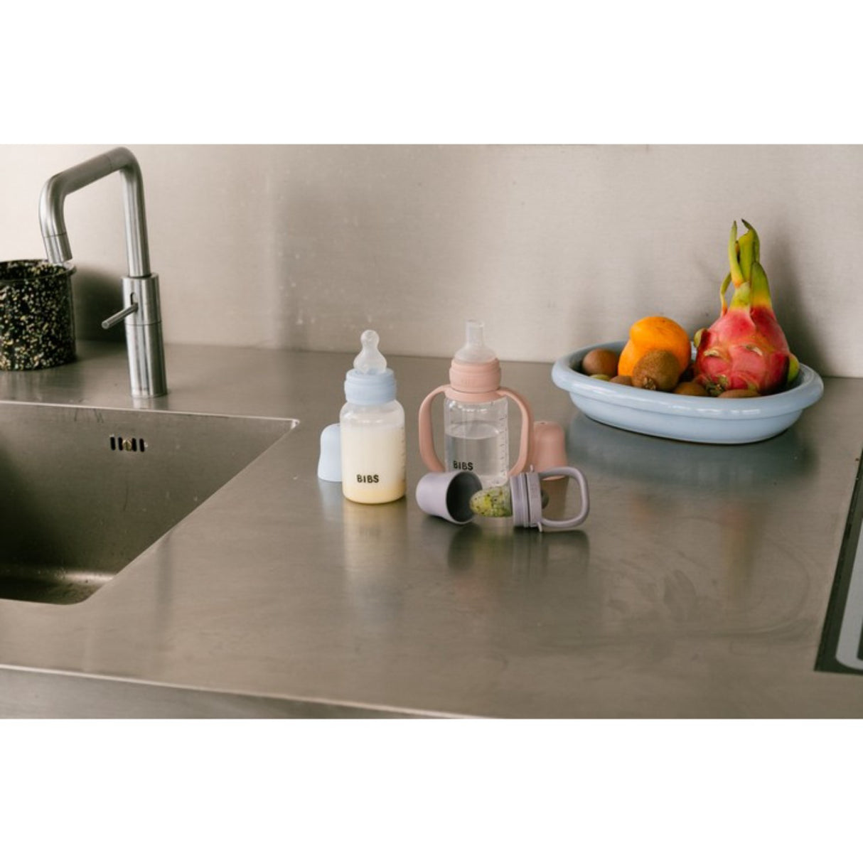 Bibs Blush Baby Sippy Bottle Spout Round Silicone Slow Flow