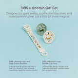 Bibs X Moomin Ivory/sage Colour Pacifier & Loop Clip Gift Set Latex