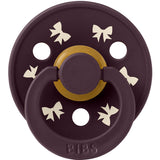 Bibs Ivory/Plum Pacifier Colour Holiday Bow 2-Pack Latex