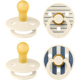 Bibs Pin Ivory Vanilla Mix/Pin Ivory Steel Blue Mix Pacifier Studio Colour 4-Pack Latex