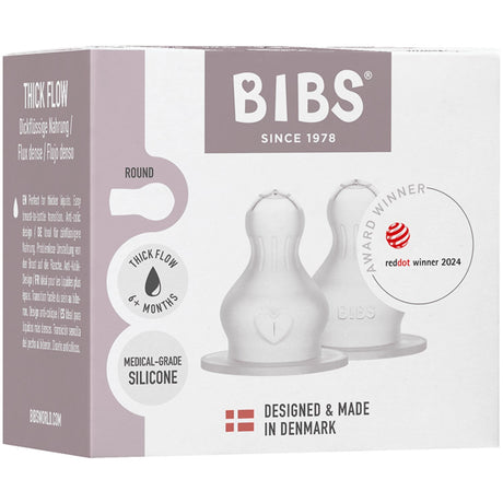 Bibs Baby Bottle Nipple Round Silicone 2-Pack Thick Flow