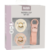 Bibs Blush Colour Pacifier & Loop Clip Gift Set Latex
