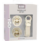 Bibs Ivory Colour Pacifier & Loop Clip Gift Set Latex