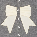 COPENHAGEN COLORS Dk Grey Mel./Cream Comb. Cashmere Cardigan W. Poplin Bow