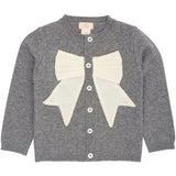 COPENHAGEN COLORS Dk Grey Mel./Cream Comb. Cashmere Cardigan W. Poplin Bow
