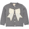 COPENHAGEN COLORS Dk Grey Mel./Cream Comb. Cashmere Cardigan W. Poplin Bow