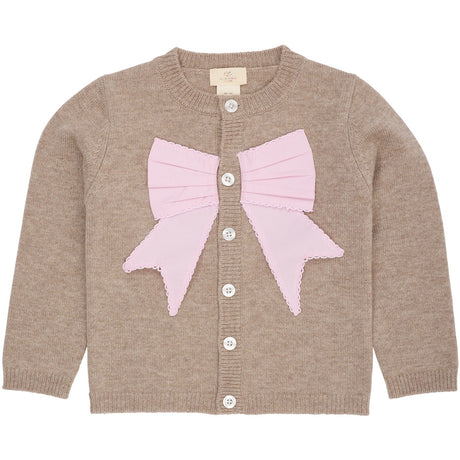 COPENHAGEN COLORS Sand/Lavender Comb. Cashmere Cardigan W. Poplin Bow