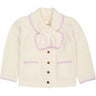 COPENHAGEN COLORS Cream/Lavender Comb Lambswool Cardigan W. Collar