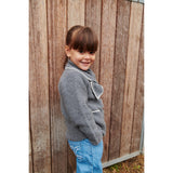 COPENHAGEN COLORS Dk Grey/Cream Comb. Lambswool Cardigan W. Collar