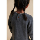 COPENHAGEN COLORS Dk Grey/Cream Comb. Lambswool Dress W. Bow