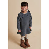 COPENHAGEN COLORS Dk Grey/Cream Comb. Lambswool Dress W. Bow