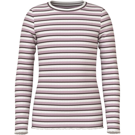 Name It Cloud Dancer Seal Brown + Keepsake Lilac Nkfvemma Glitter Ls Slim Top