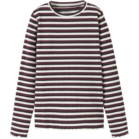 Name It Cloud Dancer Black+Burgundy Nkfvemma Glitter Ls Slim Top