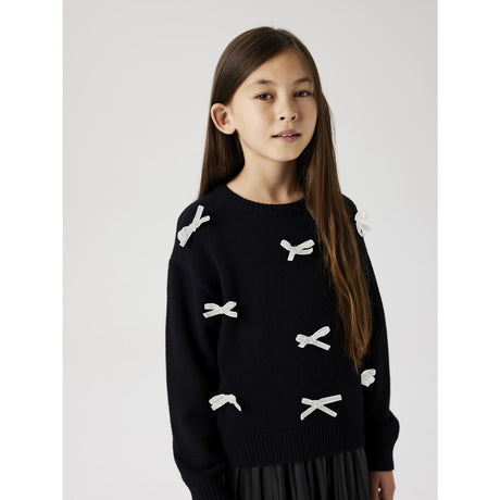 Name It Black Bright White Bow Nkfsonja Ls Knit