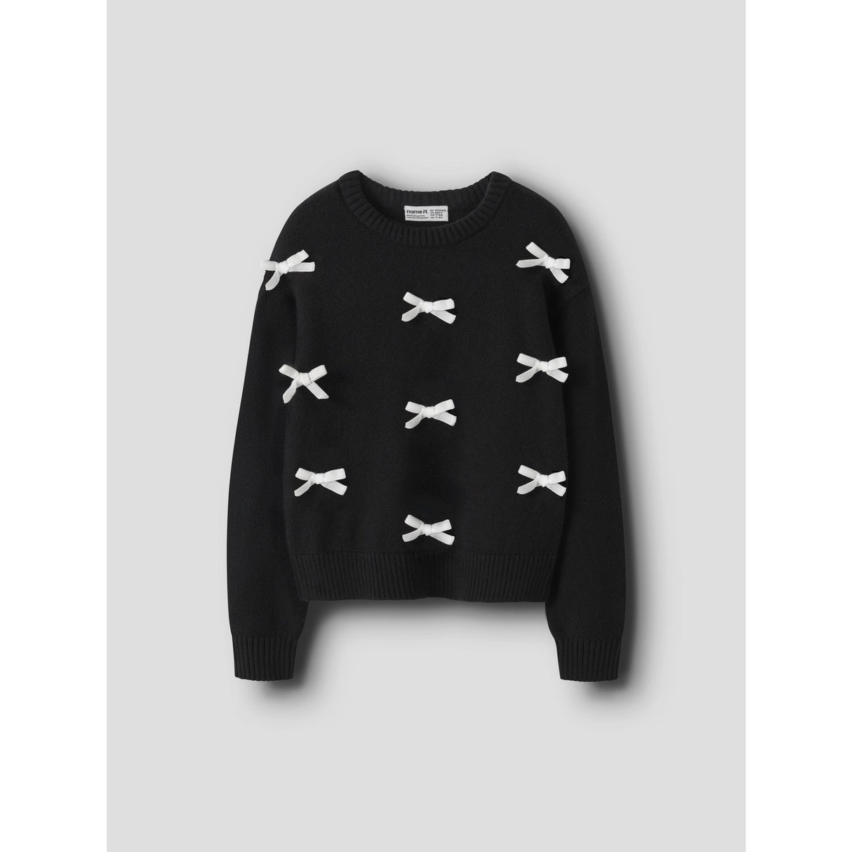 Name It Black Bright White Bow Nkfsonja Ls Knit